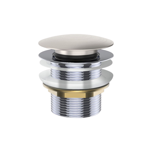 Fienza Universal Pull-Out/Pop-Up Brass Cap Bath Waste Non-Overflow Brushed Nickel