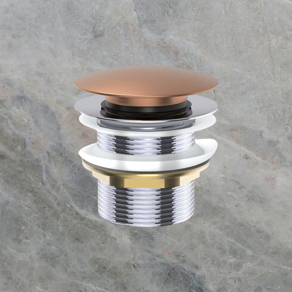 Fienza Universal Pull-Out/Pop-Up Brass Cap Bath Waste Non-Overflow Brushed Copper
