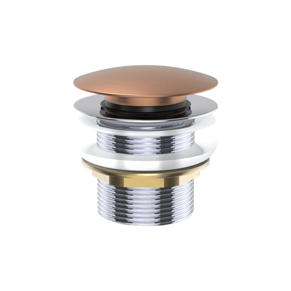 Fienza Universal Pull-Out/Pop-Up Brass Cap Bath Waste Non-Overflow Brushed Copper