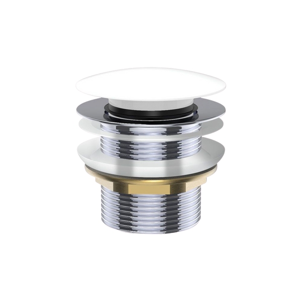 Fienza Universal Pull-Out/Pop-Up Brass Cap Bath Waste Non-Overflow Gloss White