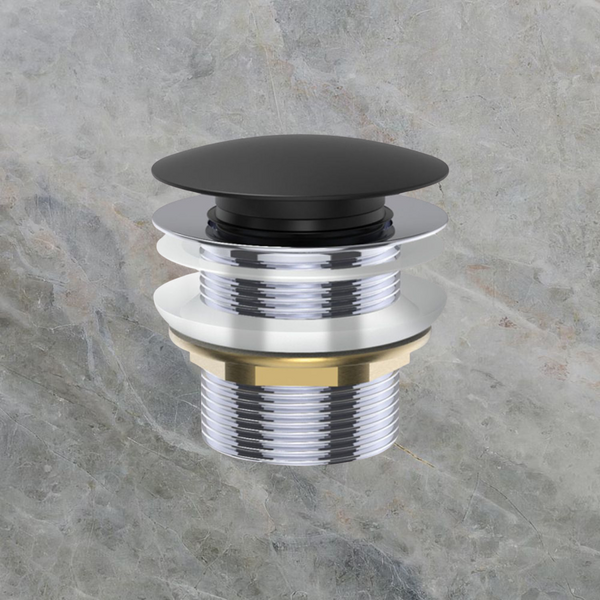 Fienza Universal Pull-Out/Pop-Up Brass Cap Bath Waste Non-Overflow Matte Black