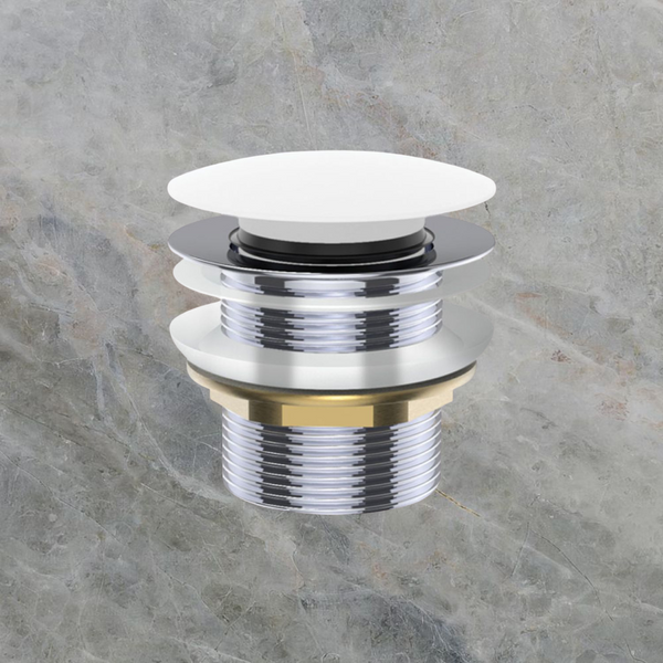 Fienza Universal Pull-Out/Pop-Up Brass Cap Bath Waste Non-Overflow Matte White