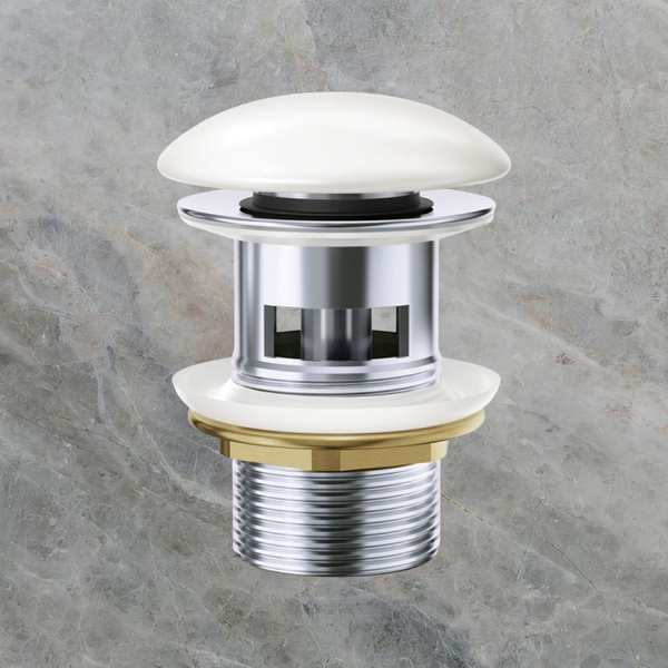 Fienza Pop-Up 32mm with Overflow Basin Waste with Ceramic Cap Gloss White