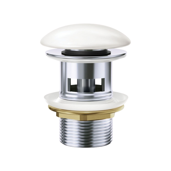 Fienza Pop-Up 32mm with Overflow Basin Waste with Ceramic Cap Gloss White