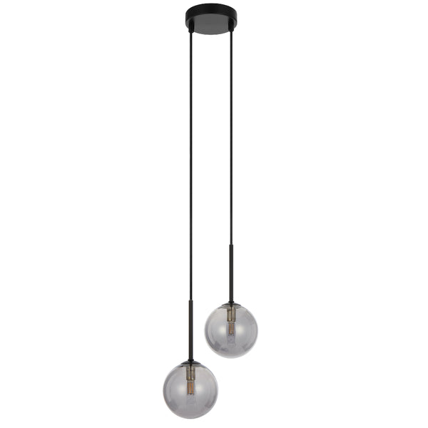 Telbix Gaston 2 Light Pendant Black Smoke