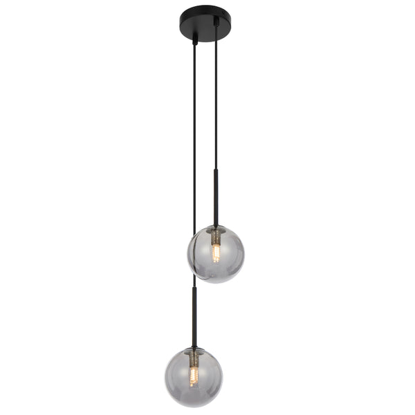 Telbix Gaston 2 Light Pendant Black Smoke