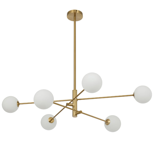 Telbix Gaston 6 Light Pendant Antique Gold Opal Matt