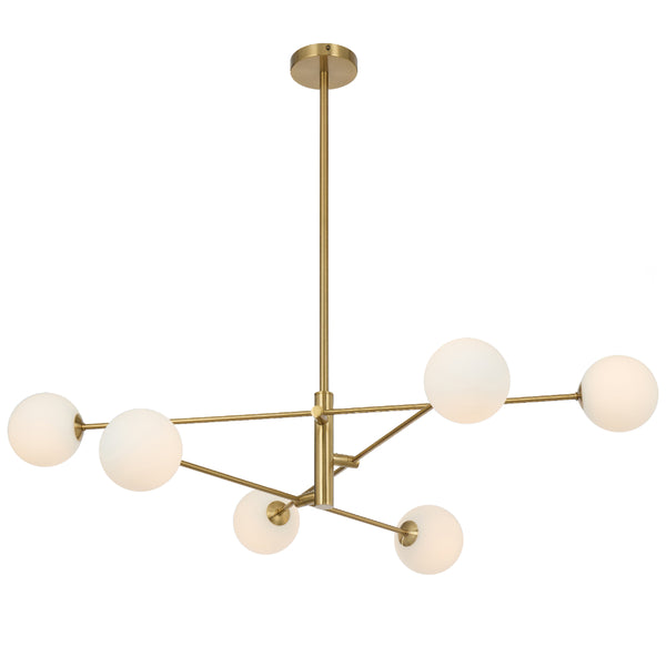 Telbix Gaston 6 Light Pendant Antique Gold Opal Matt
