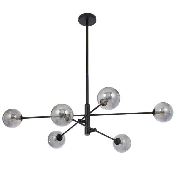 Telbix Gaston 6 Light Pendant Black Smoke