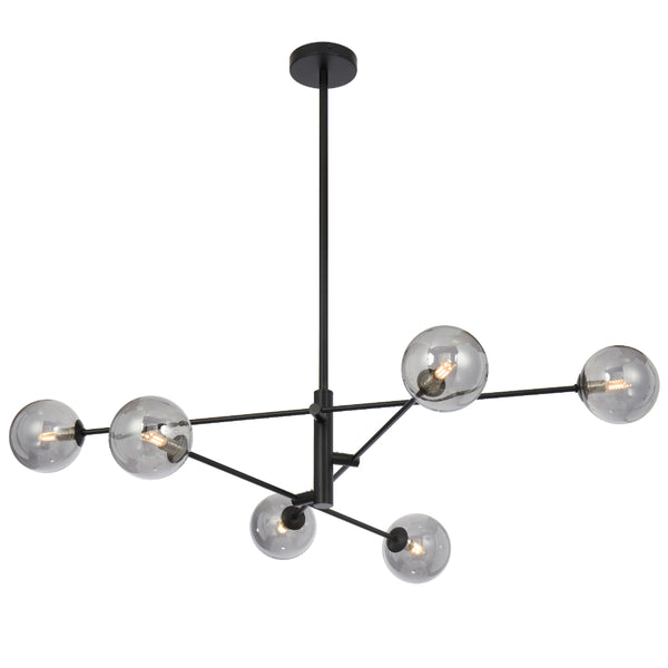 Telbix Gaston 6 Light Pendant Black Smoke