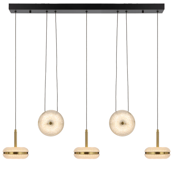 Telbix Govan 5 Light Bar Pendant Antique Gold