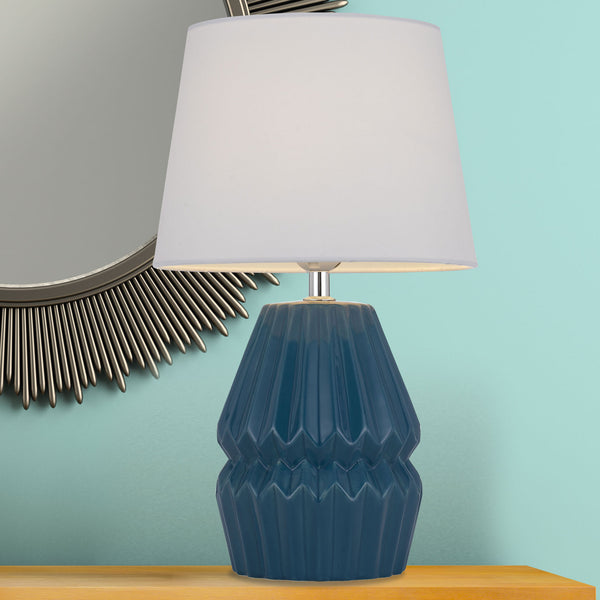 Telbix Greet Ceramic Table Lamp Blue
