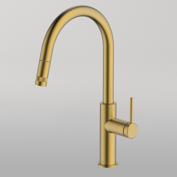 Gareth Ashton Poco Pull Out Kitchen Mixer Brushed Brass