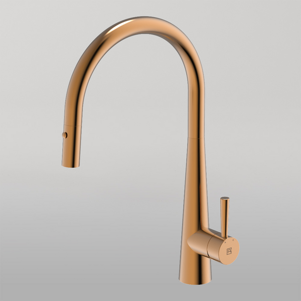 Gareth Ashton 304 Gooseneck Pull Out With Dual Spray Function Kitchen Mixer Artisan Copper