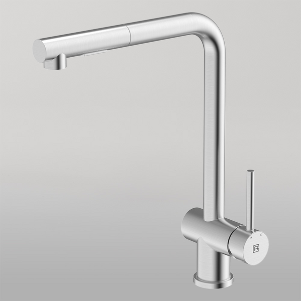Gareth Ashton 304 Square Neck With Dual Spray Pull Out Kitchen Mixer Brushed Stainless
