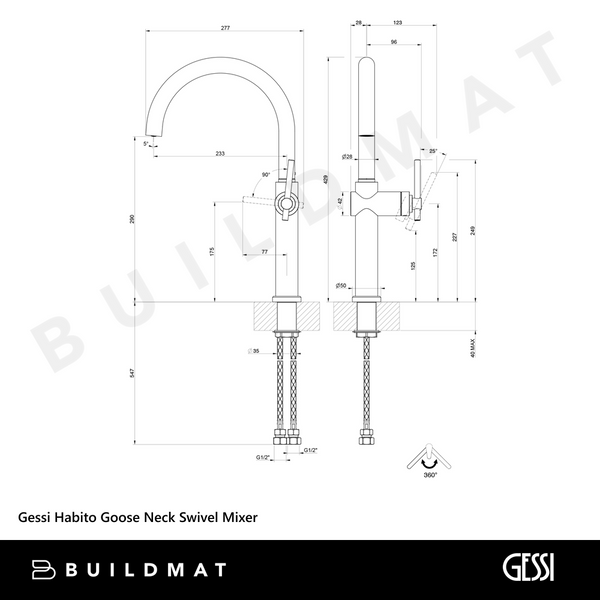Gessi Habito Goose Neck Swivel Mixer Chrome