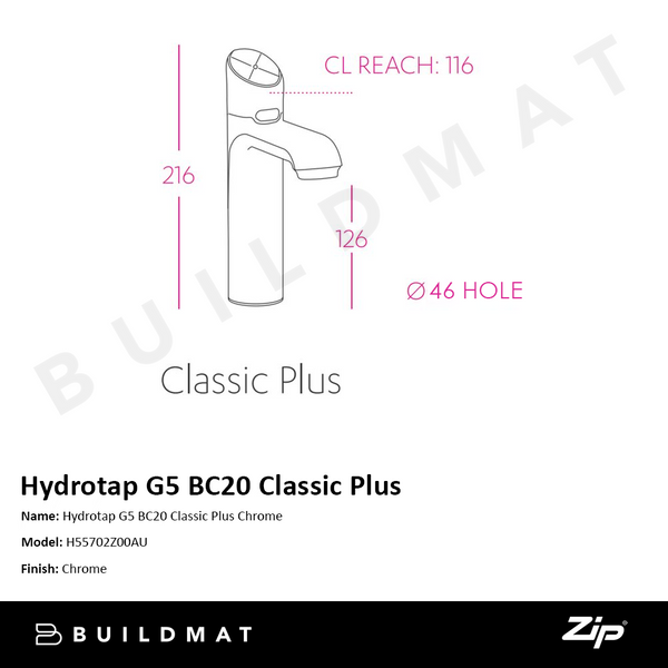 Zip Water HydroTap G5 BC20 Classic Plus Chrome