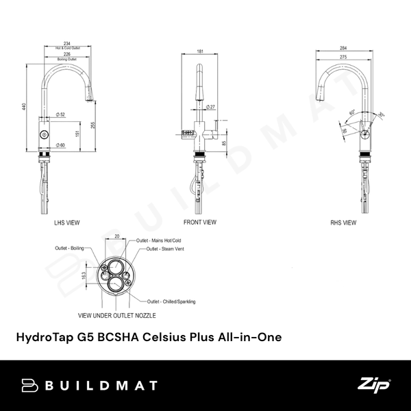 Zip Water HydroTap G5 BCSHA Celsius Plus All-in-One Brushed Nickel