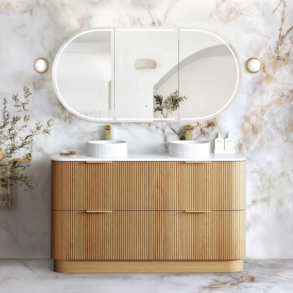 Otti Havana Fluted 1500mm Woodland Oak Floorstanding Curve Vanity