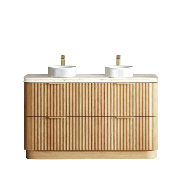 Otti Havana Fluted 1500mm Woodland Oak Floorstanding Curve Vanity
