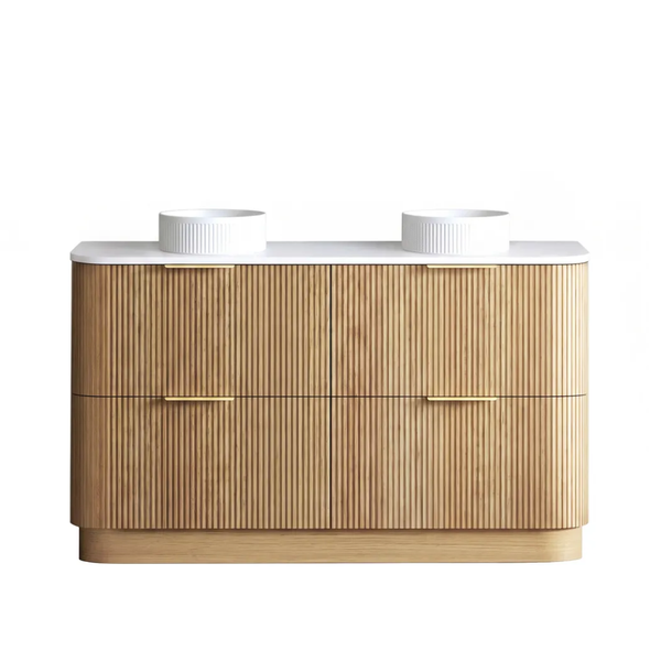 Otti Havana Fluted 1500mm Woodland Oak Floorstanding Curve Vanity
