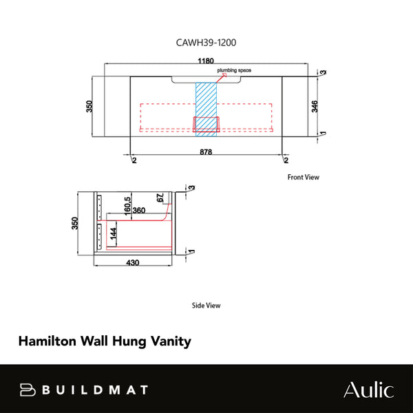 Aulic Hamilton 1200mm Wall Hung Vanity