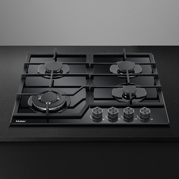 Haier 60cm 500 Series Gas on Glass Cooktop Black Glass