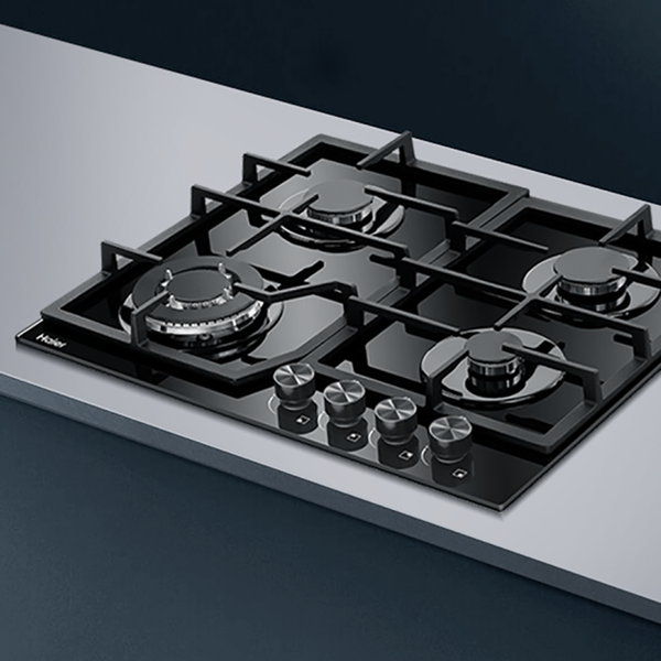Haier 60cm 500 Series Gas on Glass Cooktop Black Glass