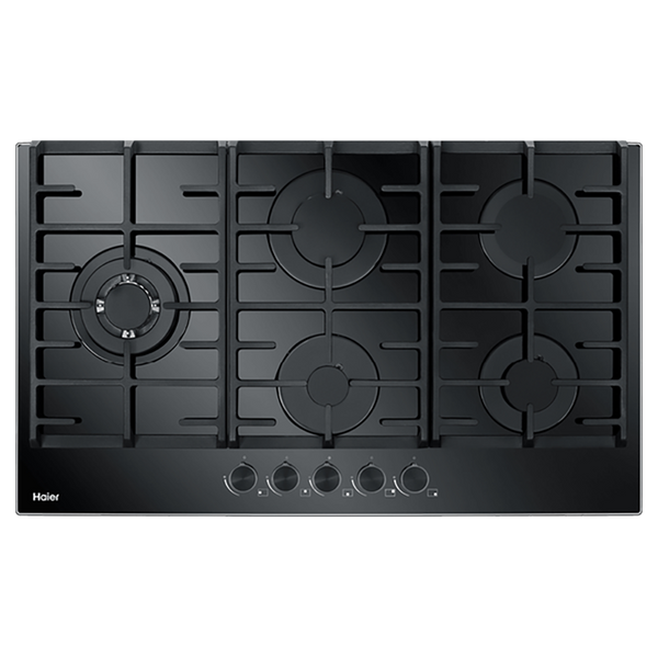 Haier 90cm 500 Series Gas on Glass Cooktop Black Glass
