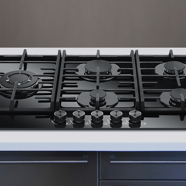 Haier 90cm 500 Series Gas on Glass Cooktop Black Glass