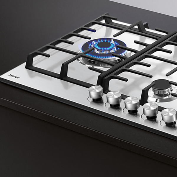 Haier 90cm 500 Series Gas on Steel Cooktop Stainless Steel