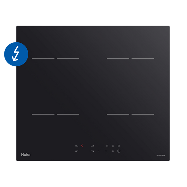 Haier 60cm 300 Series Induction Cooktop Low Current Black Glass
