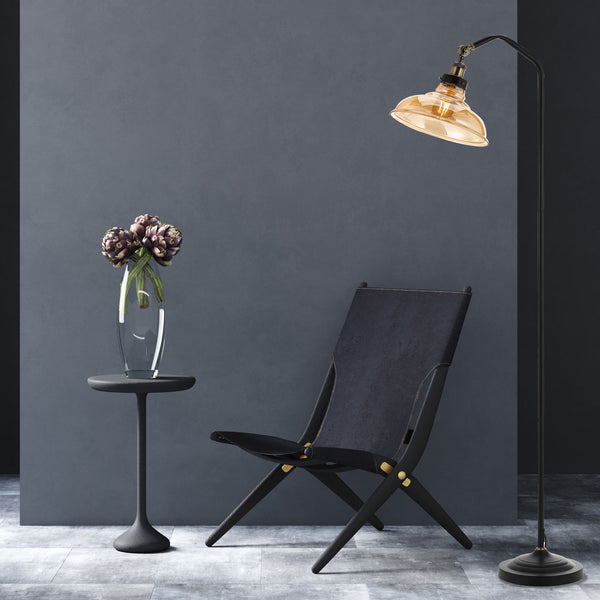 Telbix Hertel Floor Lamp Black Amber