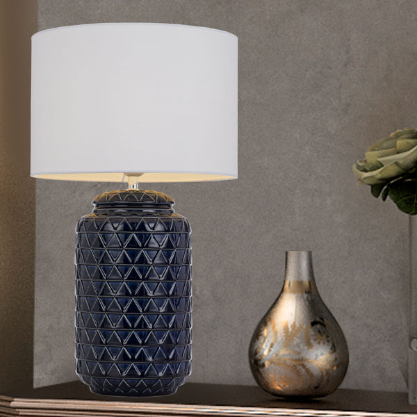 Telbix Heshi Ceramic Table Lamp Blue