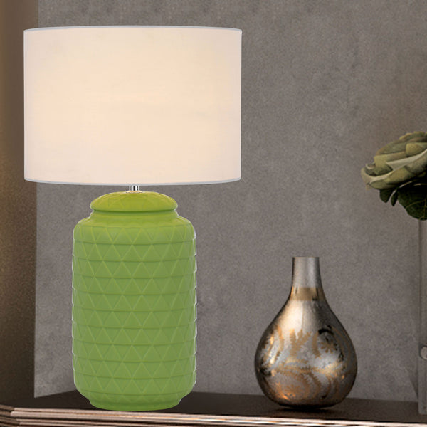 Telbix Heshi Ceramic Table Lamp Green