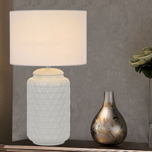 Telbix Heshi Ceramic Table Lamp White