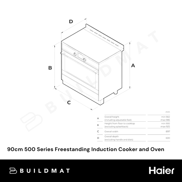 Haier 90cm 500 Series Freestanding Induction Cooker and Oven