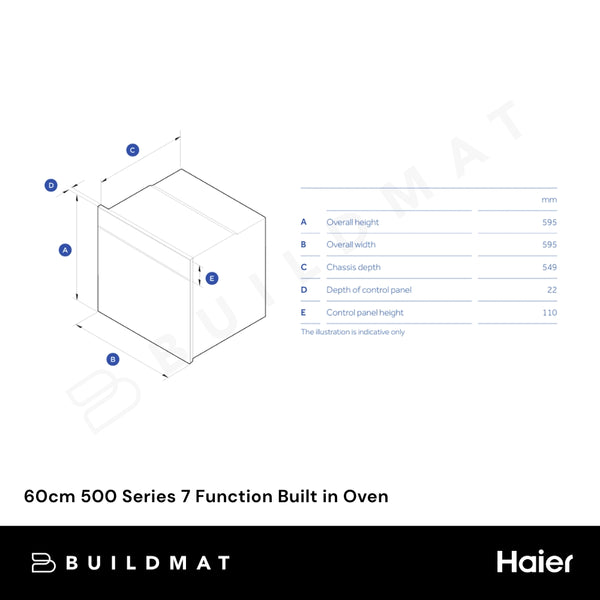 Haier 60cm 500 Series 7 Function Built in Oven Black