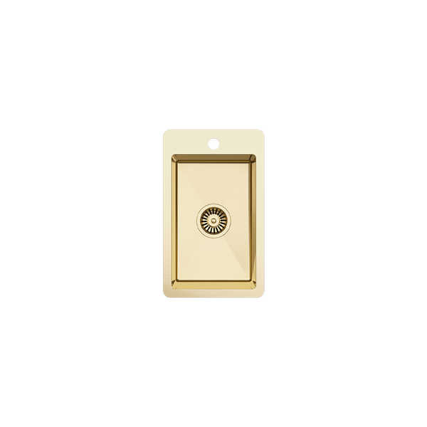 Alma Harper 300x500 Single Bowl Butler Tap Landing Sink Brushed Brass Gold