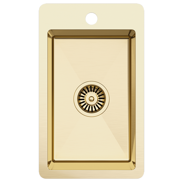 Alma Harper 300x500 Single Bowl Butler Tap Landing Sink Brushed Brass Gold