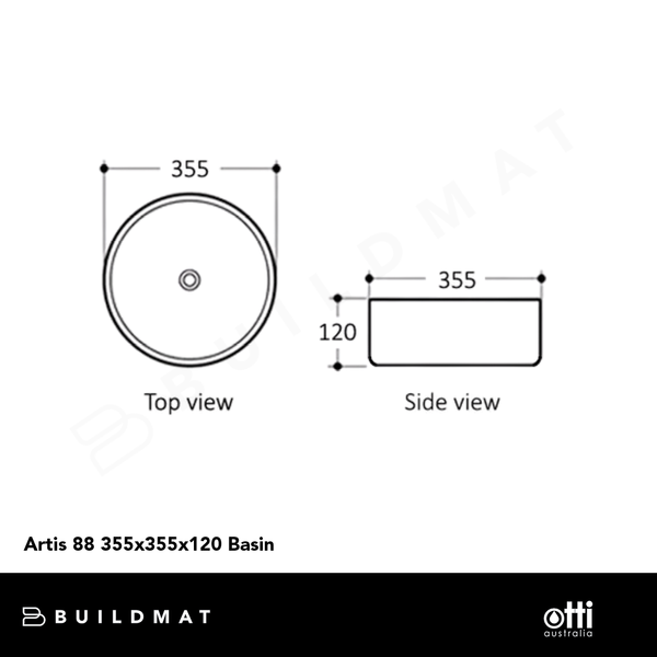 Otti Artis 88 355x355x120 Basin Gloss White