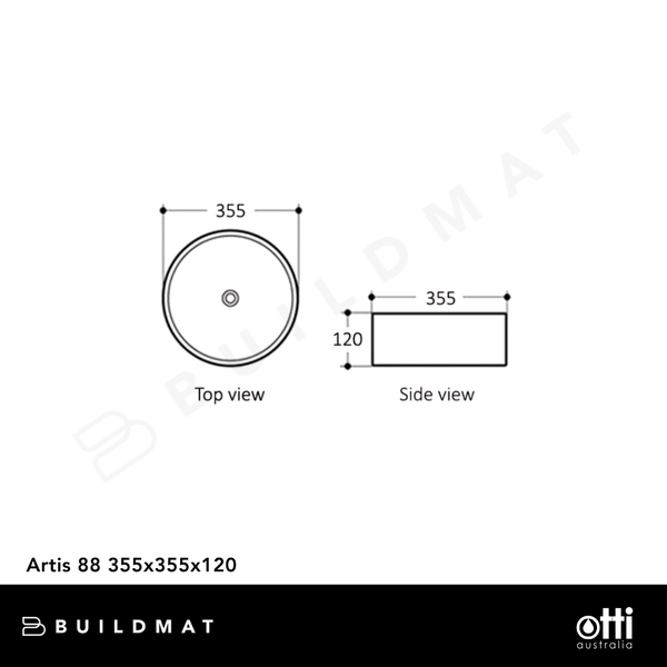 Otti Artis 88 355x355x120mm Carbon Grey Basin
