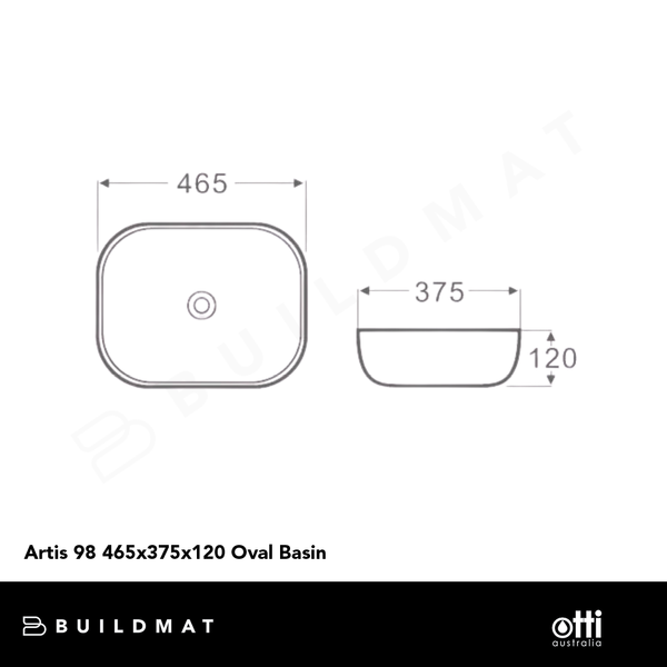 Otti Artis 98 465x375x120 Oval Basin Gloss White