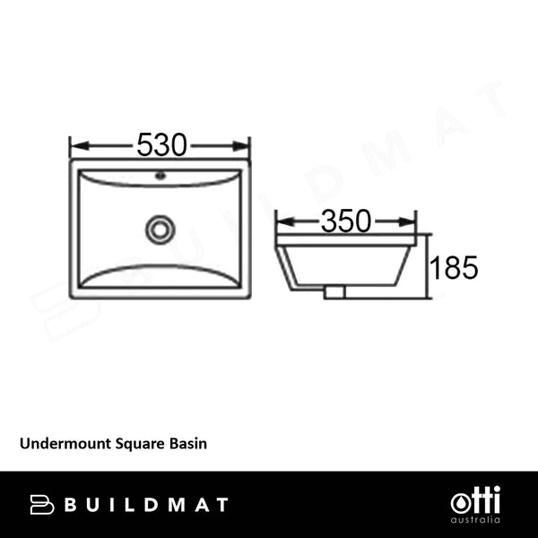 Otti Undermount Square 530x340x170 Basin Gloss White