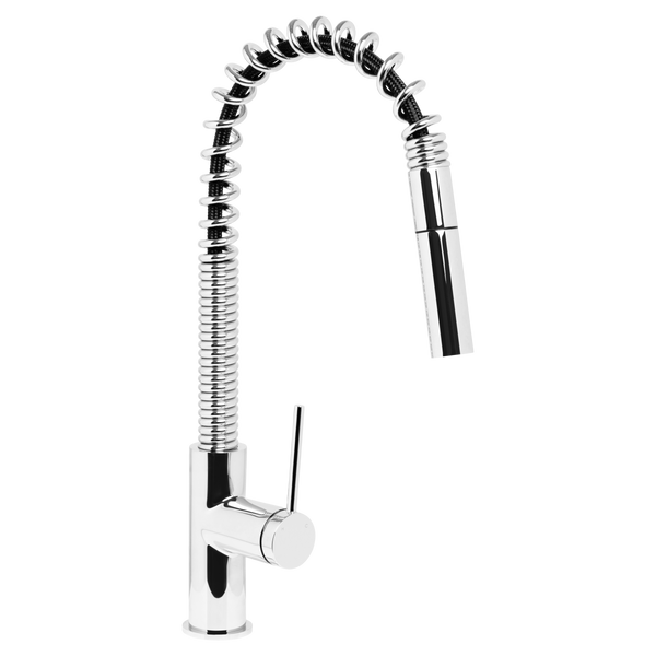 Johnson Suisse Venezia Gooseneck Pull Out Spring Sink Mixer Chrome