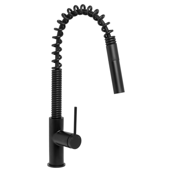 Johnson Suisse Venezia Gooseneck Pull Out Spring Sink Mixer Matte Black
