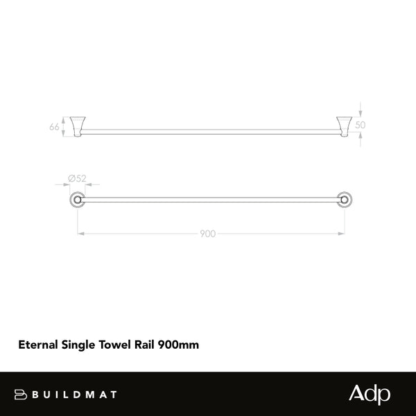 ADP Eternal Single Towel Rail 900mm Brushed Copper