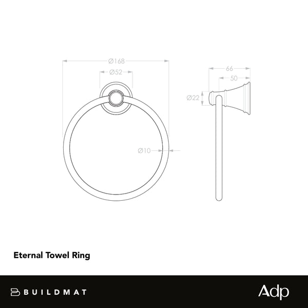 ADP Eternal Hand Towel Ring Brushed Brass