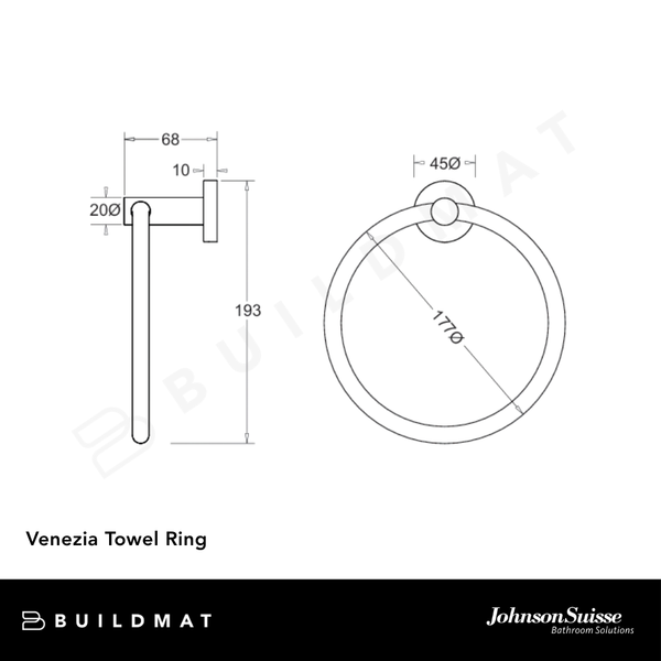 Johnson Suisse Venezia Towel Ring Brushed Nickel II