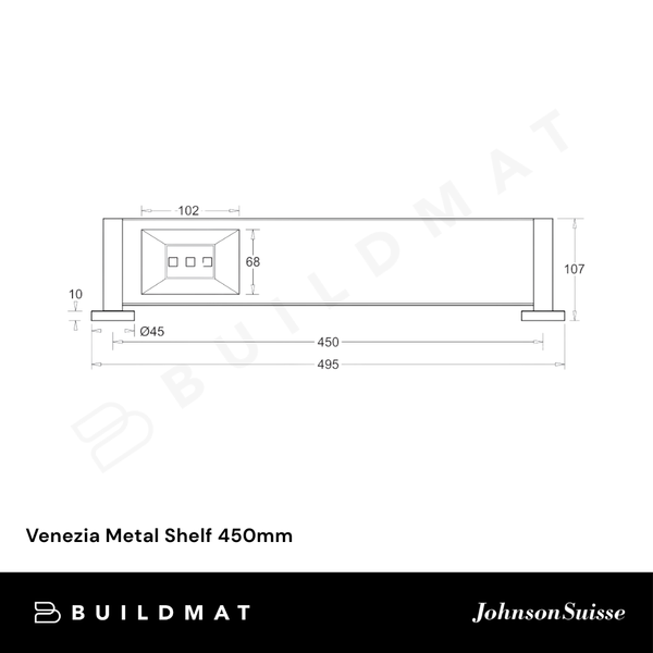 Johnson Suisse Venezia Metal Shelf 450mm Brushed Nickel II